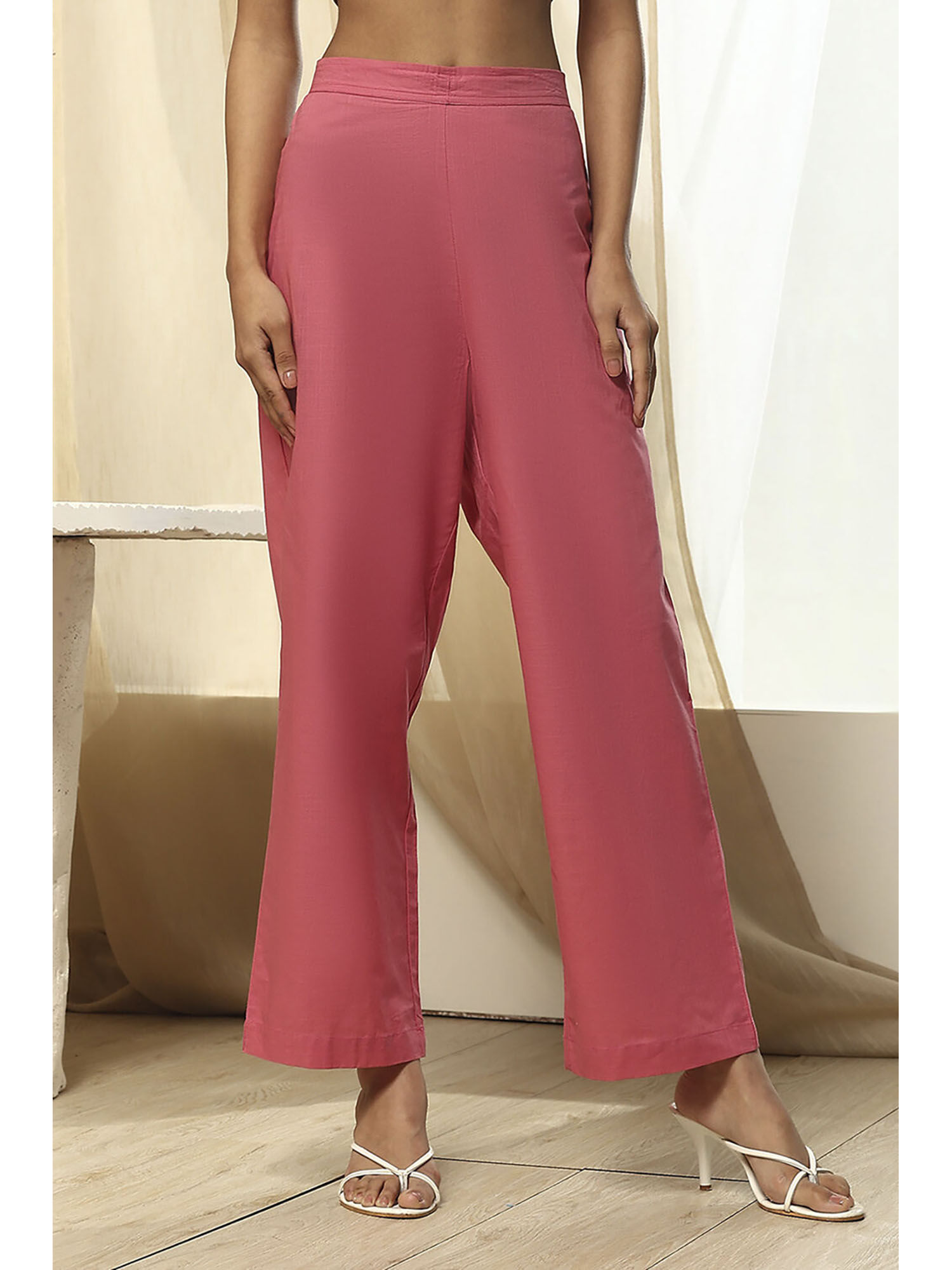 biba Womens Pink Cotton Straight Palazzo-picture-25