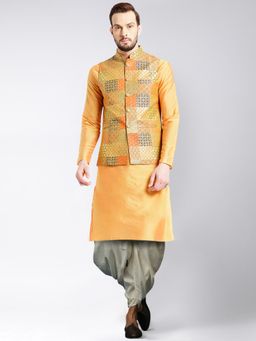 KISAH - Mens Multi Color Kurta Jacket Dhoti Pants (Set of 3)