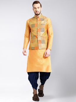 KISAH - Mens Multi Color Kurta Jacket Dhoti Pants (Set of 3)