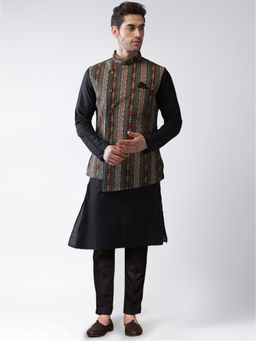 KISAH - Mens Multi Color Kurta Jacket Trousers (Set of 3)