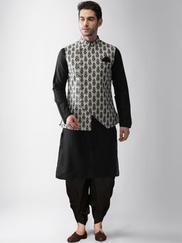 KISAH - Mens Grey Kurta Jacket Dhoti Pants (Set of 3)