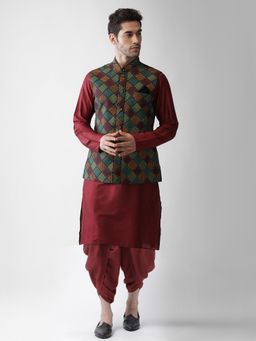 KISAH - Mens Multi Color Kurta Jacket Dhoti Pants (Set of 3)