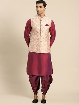 KISAH - Mens Multi Color Kurta Jacket Dhoti Pant (Set of 3)