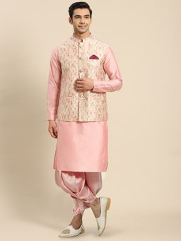 KISAH - Mens Multi Color Kurta Jacket Dhoti Pant (Set of 3)