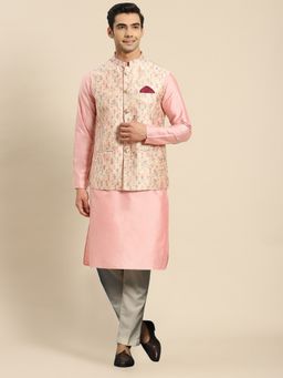 KISAH - Mens Multi Color Kurta Jacket Trousers (Set of 3)