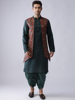 KISAH - Mens Multi Color Kurta Jacket Dhoti Pants (Set of 3)