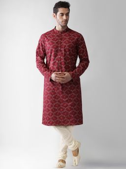 KISAH - Mens Maroon Kurta Churidar (Set of 2)
