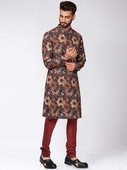 KISAH - Mens Multi Color Printed Kurta Churidar