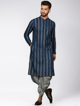 KISAH - Mens Navy Blue Kurta Dhoti Pants (Set of 2)