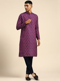 KISAH - Mens Purple Kurta Trousers (Set of 2)