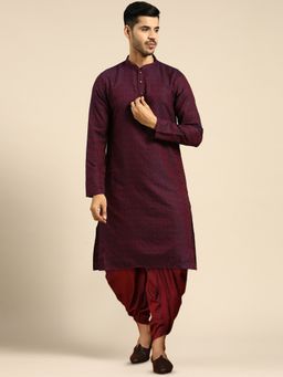 KISAH - Mens Purple Kurta Dhoti Pants (Set of 2)