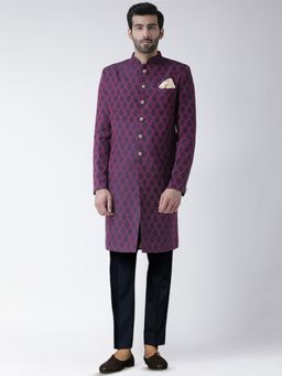 KISAH - Mens Purple Sherwani Trousers (Set of 2)