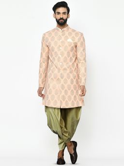 KISAH - Mens Peach Sherwani Dhoti Pants (Set of 2)