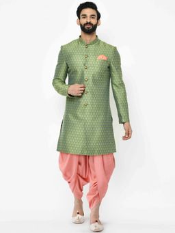 KISAH - Mens Green Sherwani Dhoti Pants (Set of 2)