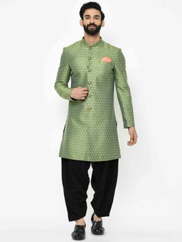 KISAH - Mens Green Sherwani Patiala (Set of 2)