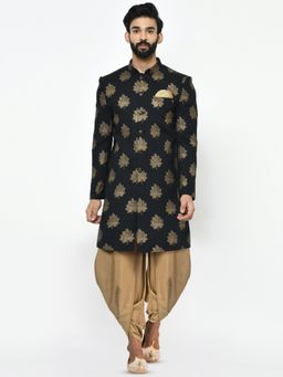 KISAH - Mens Black Sherwani Dhoti Pants (Set of 2)