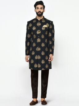 KISAH - Mens Black Sherwani Trousers (Set of 2)
