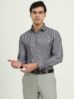 Greenfibre - Blue and Grey Printed Party Wear Shirt