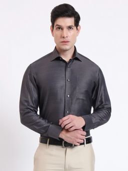 JadeBlue - Dark Grey Solid Formal Shirt