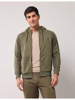 U.S. Polo Assn. Denim Co. - Solid/Plain Green Full Sleeves Hoodie
