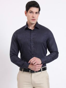 Wyre - Navy Blue Printed Party Wear Shirt