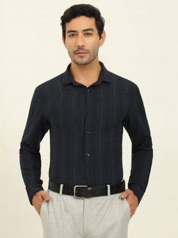 Wyre - Dark Blue Striped Party Wear Shirt