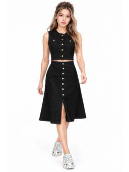 Tripursundari Fashion - Women's Black Denim Top And Skirt