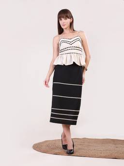 BLANC9 - Beige Top And Skirt
