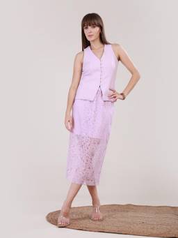 BLANC9 - Lilac Loomed Luxury Top And Skirt