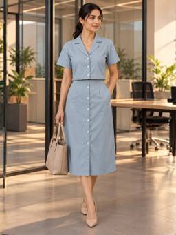 WineRed - Women Blue Shirt And Skirt