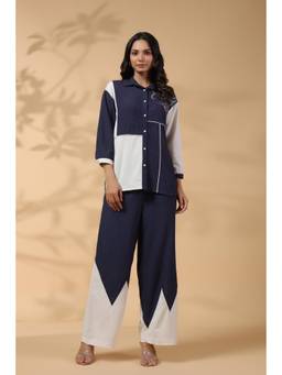 STIL-O-STITCH - Women Navy Blue Colourblocked Co-Ord Set