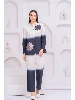 STIL-O-STITCH - Women Navy Blue Ombre Co-Ord Set