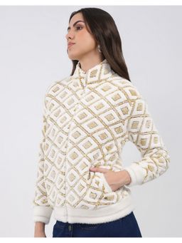 Monte Carlo - Women's White High Neck Full Sleeve Sweatshirt