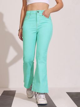 DOLCE CRUDO - Green High-Rise Clean-Look Stretchable Denim Jeans