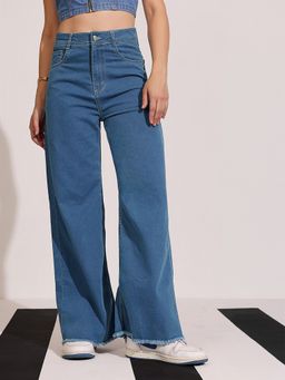 DOLCE CRUDO - Women's Relaxed Blue Wide-Leg Denim Jeans
