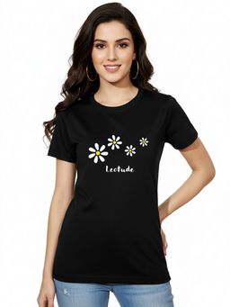 LEOTUDE - Typography Women's Black T-Shirt