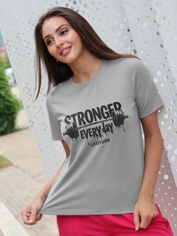 LEOTUDE - Typography Women's Grey T-Shirt