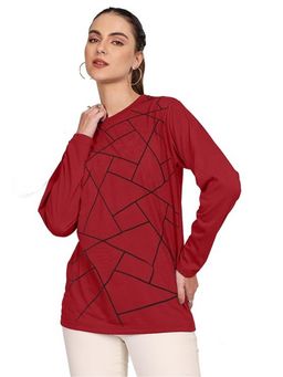 LEOTUDE - Printed Women's Maroon T-Shirt