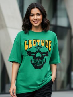 LEOTUDE - Typography Women's Green T-Shirt