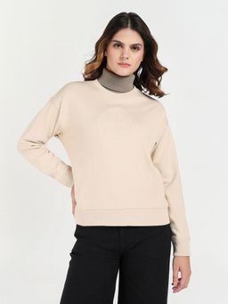 GANT - Women's Cream Solid Crew Neck Sweatshirt