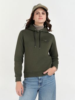 GANT - Women's Dark Olive Tonal Shield Logo Hoodie