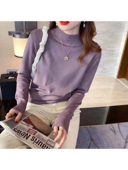 Outzidr - Purple Full Sleeve Sweater