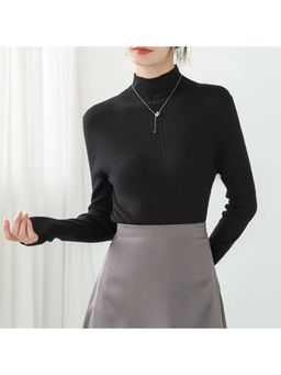 Outzidr - Black Full Sleeve High Neck Sweater