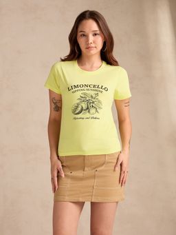 Outzidr - Yellow Typography T-Shirt