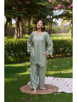 HOUSE OF MIRA - Women Green Kivah Kurta and Pant
