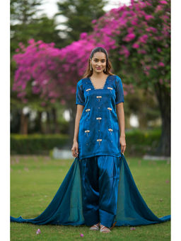 HOUSE OF MIRA - Women Blue Avni Kurta and Pant with Dupatta