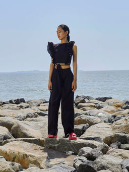 Mati - Black Overlap Co-Ord (Set of 2)
