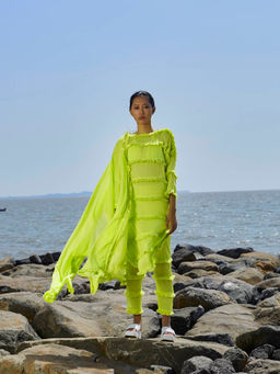 Mati - Neon Green Tassel Tier Tunic (Set of 3)