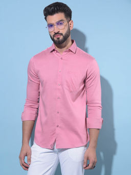 CRIMSOUNE CLUB - Mens Pink Cotton Shirt
