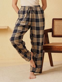 Clovia - Women Navy Blue Checks Pyjama